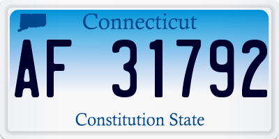 CT license plate AF31792