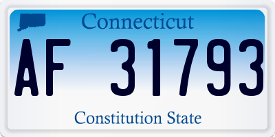 CT license plate AF31793