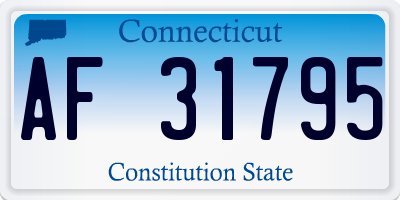 CT license plate AF31795