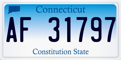 CT license plate AF31797