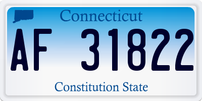 CT license plate AF31822