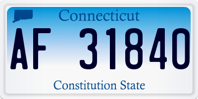 CT license plate AF31840