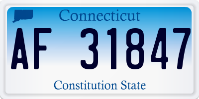 CT license plate AF31847