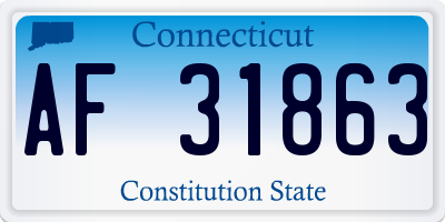 CT license plate AF31863