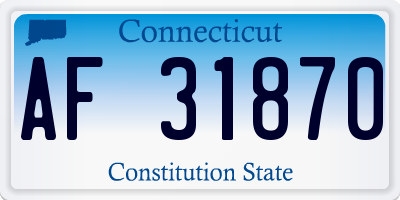 CT license plate AF31870