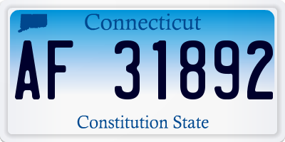 CT license plate AF31892