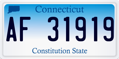 CT license plate AF31919