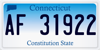 CT license plate AF31922