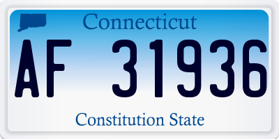 CT license plate AF31936