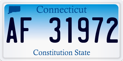 CT license plate AF31972