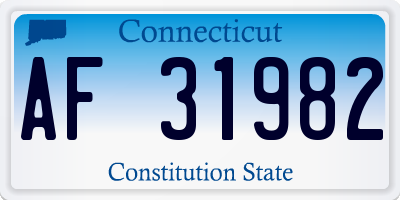 CT license plate AF31982