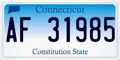 CT license plate AF31985