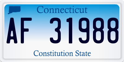 CT license plate AF31988