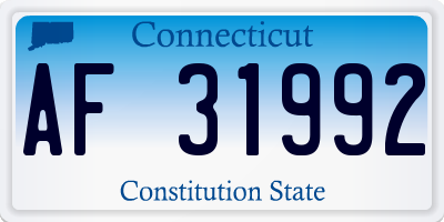 CT license plate AF31992