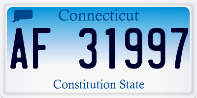 CT license plate AF31997