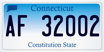 CT license plate AF32002