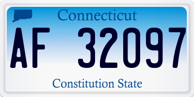 CT license plate AF32097