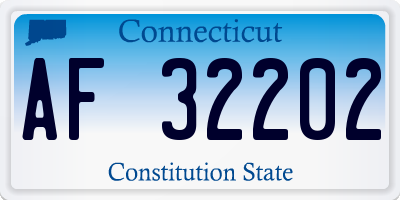 CT license plate AF32202