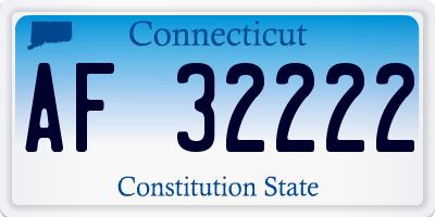 CT license plate AF32222