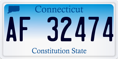 CT license plate AF32474