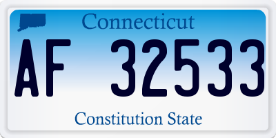 CT license plate AF32533