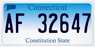 CT license plate AF32647