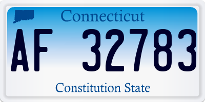 CT license plate AF32783