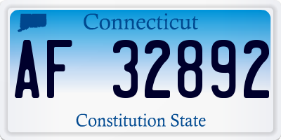 CT license plate AF32892