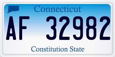 CT license plate AF32982