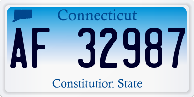 CT license plate AF32987