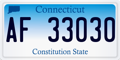 CT license plate AF33030