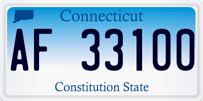CT license plate AF33100