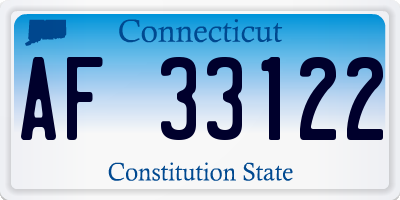 CT license plate AF33122