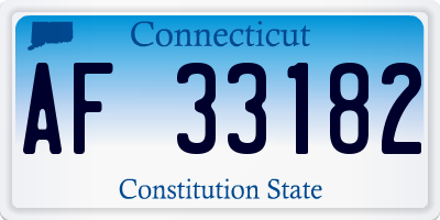 CT license plate AF33182