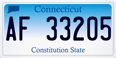 CT license plate AF33205
