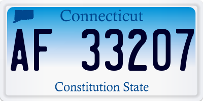 CT license plate AF33207
