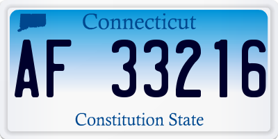 CT license plate AF33216