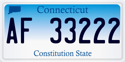 CT license plate AF33222