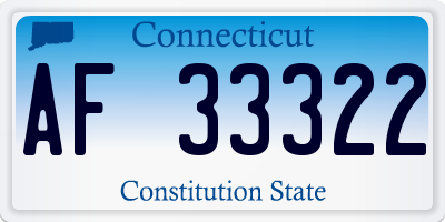 CT license plate AF33322