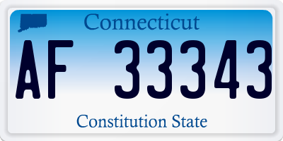 CT license plate AF33343