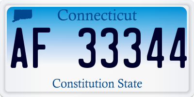 CT license plate AF33344