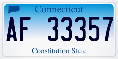 CT license plate AF33357