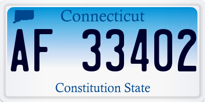 CT license plate AF33402