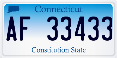 CT license plate AF33433