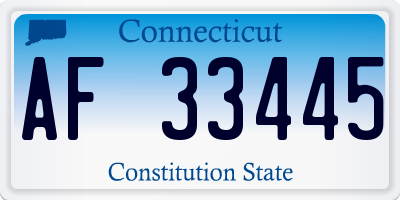 CT license plate AF33445