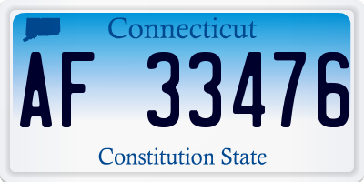 CT license plate AF33476