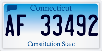 CT license plate AF33492