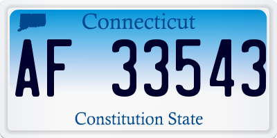 CT license plate AF33543