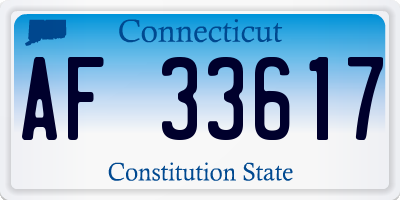 CT license plate AF33617