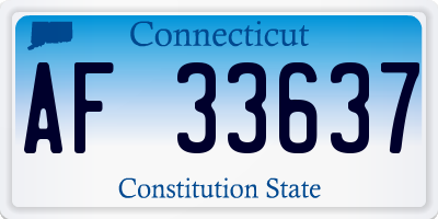 CT license plate AF33637